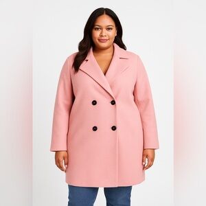 NWOT Plus Size 2X Pink Polyester Trench Coat – Stylish Lightweight Outerwear